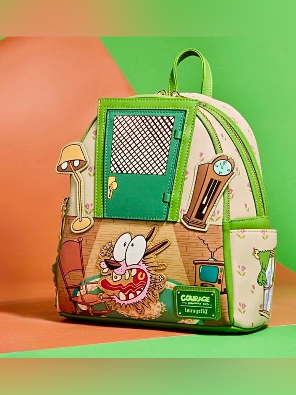NEW w Tags Loungefly COURAGE the Cowardly Dog Lenticular Green Backpack